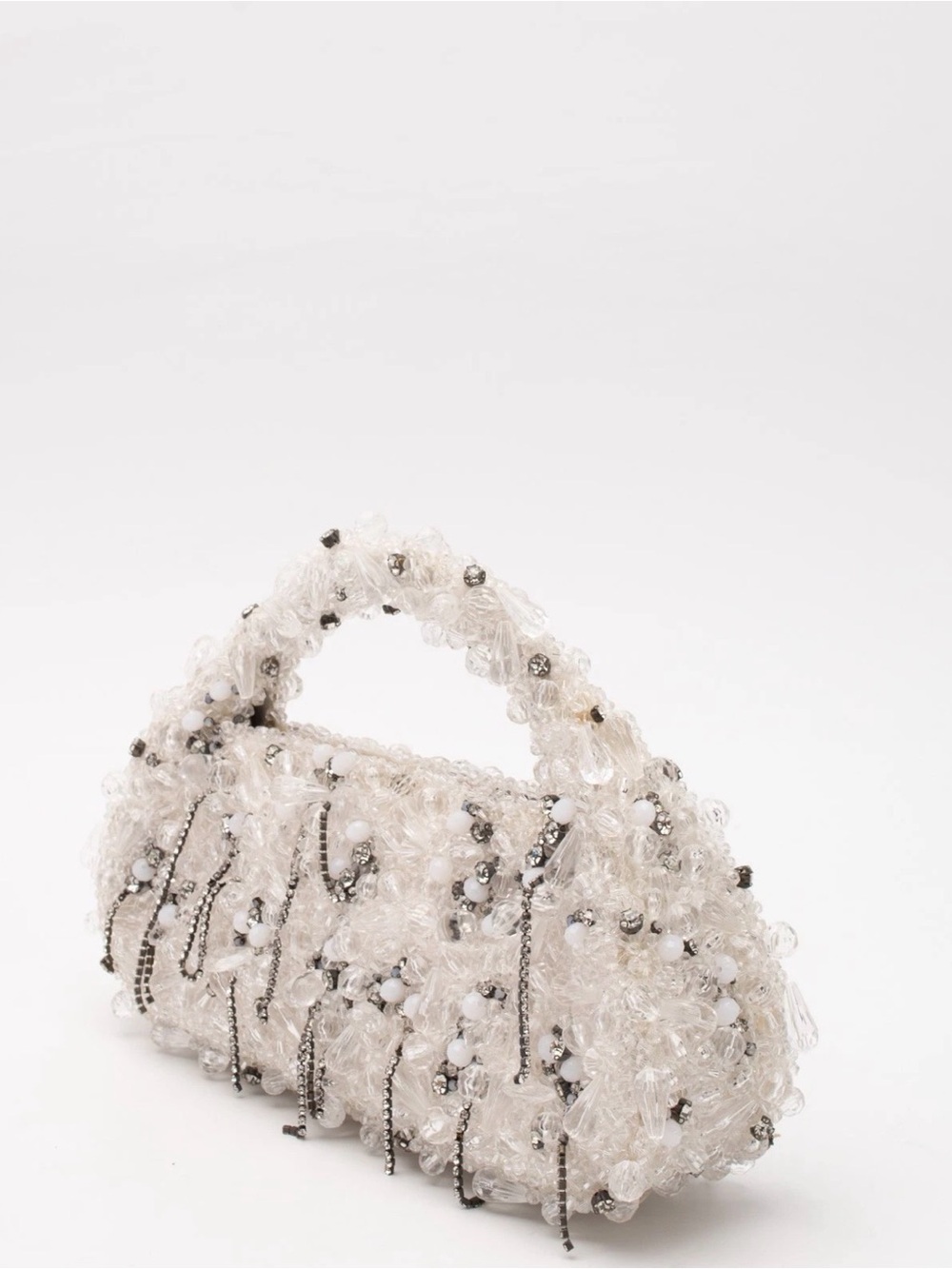 Rrp625 Clio Peppiatt Beaded Handbag Rhinestones Magnetic Snap Closure